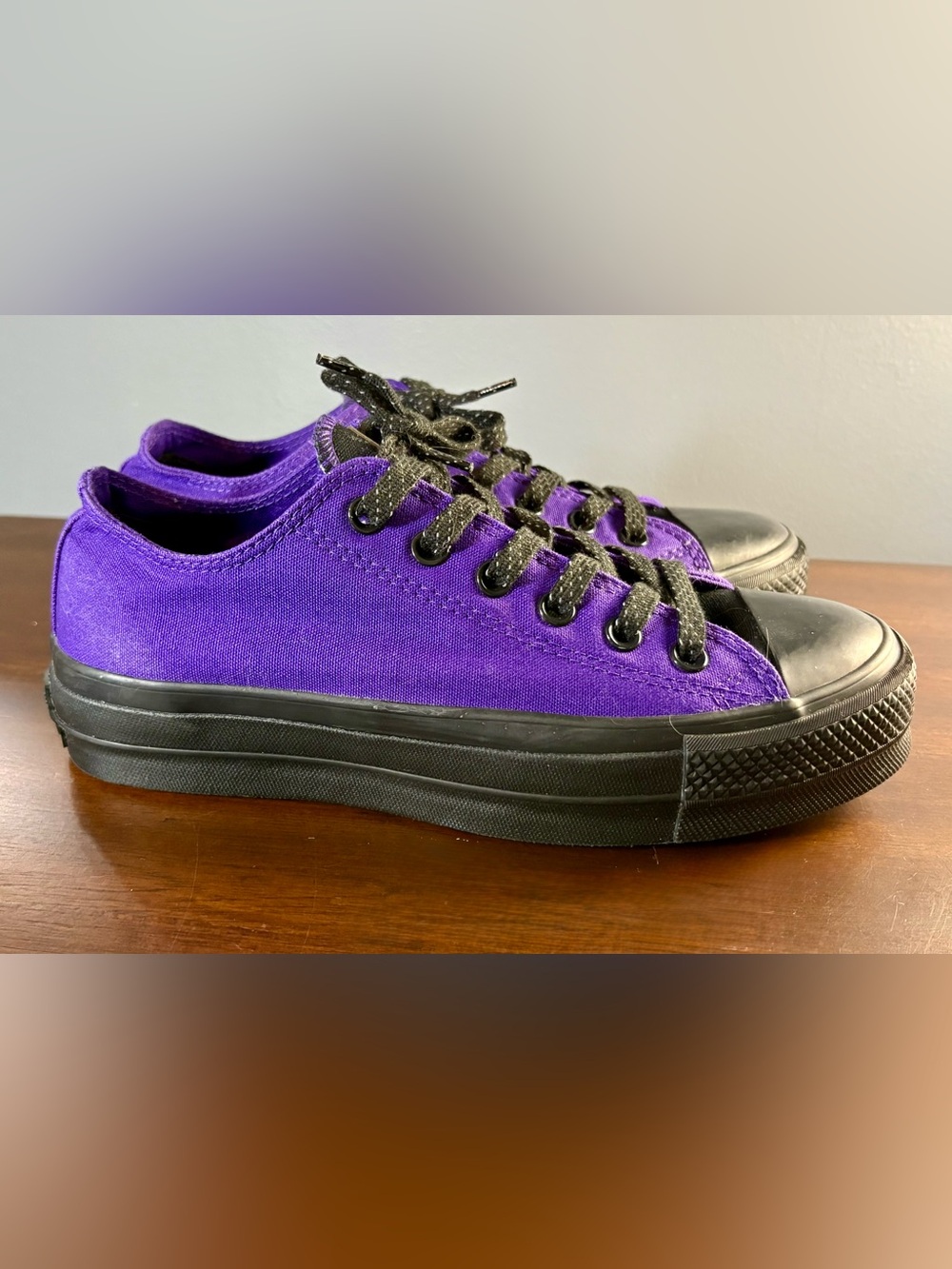 Converse Chuck Taylor All Star Platform Low Top Purple Black Custom - Size 7